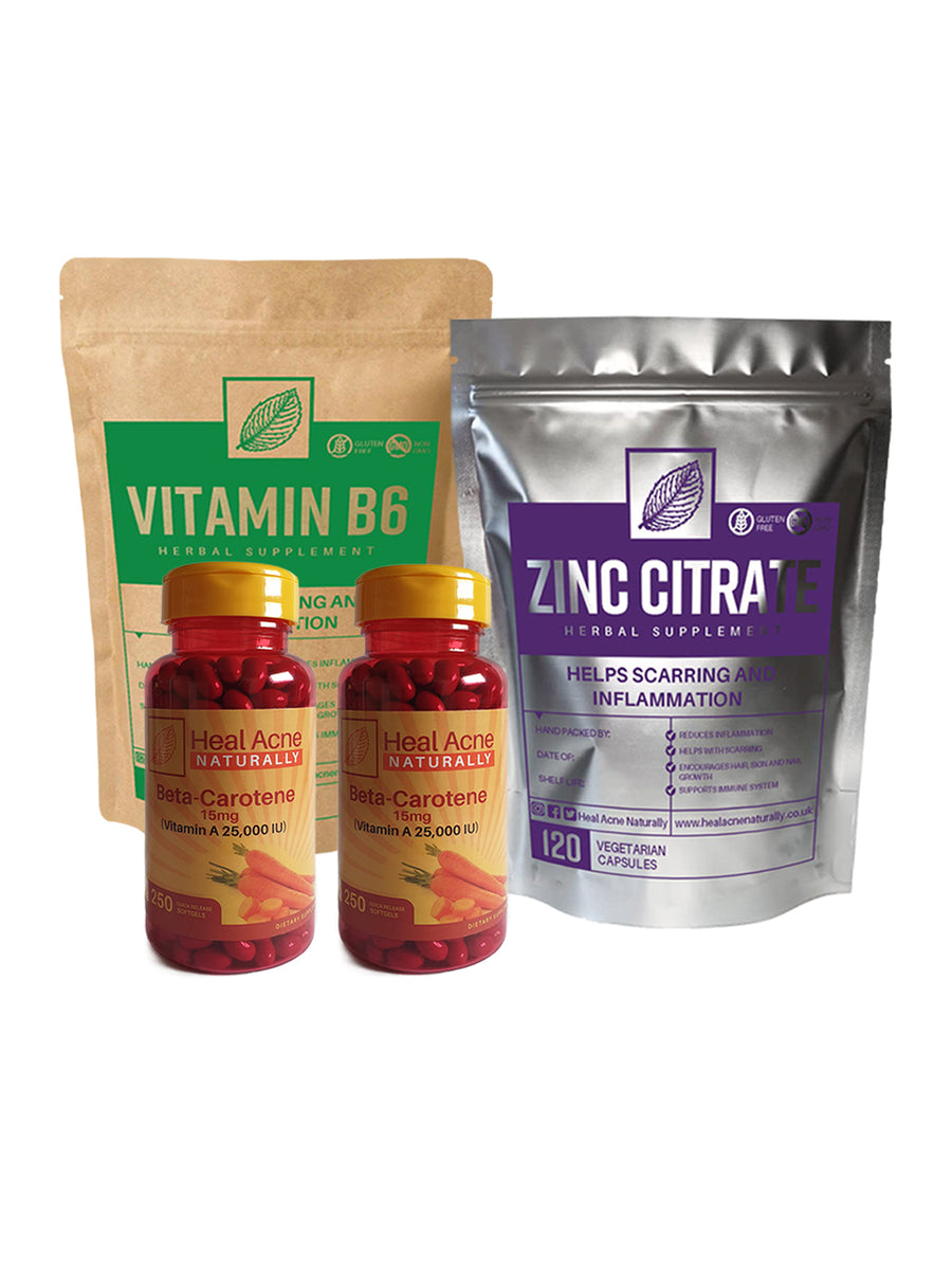 Maintenance Dose Beta Carotene, Zinc & B6 5 Month Supply Heal Acne